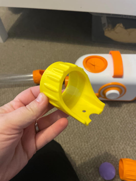 Yellow Hot wheels air toobz connector - fat brian toys car trak connector
