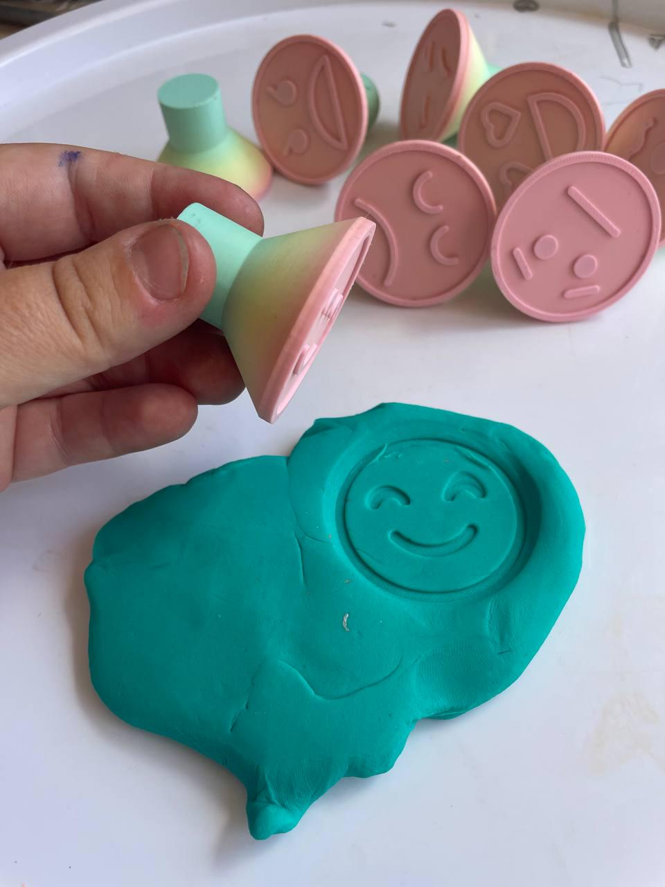 Emotions Play Dough Stamps: Montessori Sensory Play, Kinetic Sand
