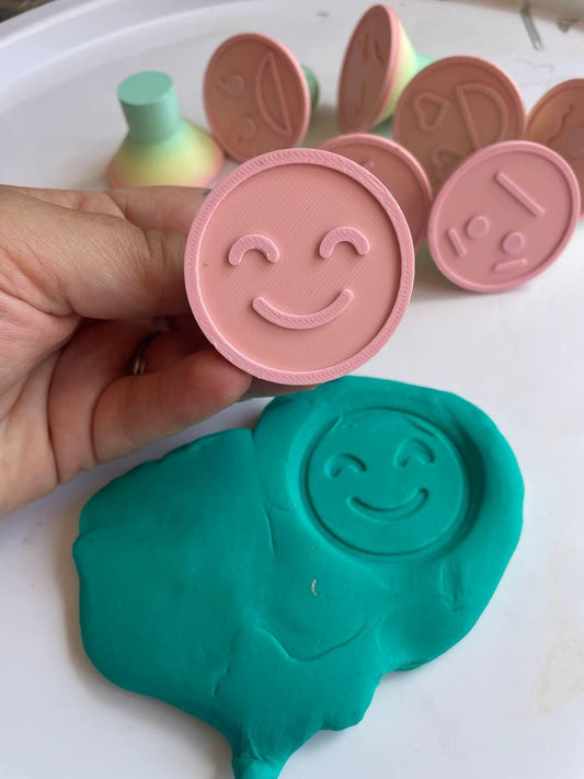 Emotions Play Dough Stamps: Montessori Sensory Play, Kinetic Sand