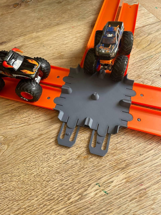 2-Lane Crossroads Track Connector: Hot Wheels & Monster Truck Compatible